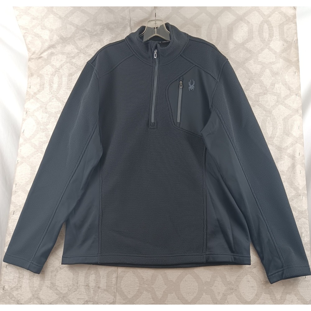 Spyder Men's Black Quarter Zip Pullover‎ Fleece Jacket Size L